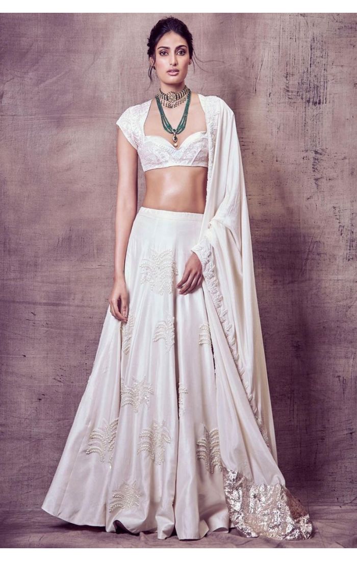 Athiya Shetty Ivory Heavy Work Lehenga Choli with Intricate Embroidery