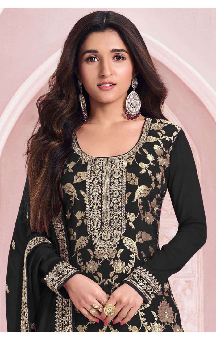 Buy Jacquard Viscose Black Embroidered Salwar Suit online - Appelle Fashion | SALV5721
