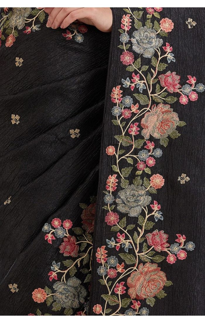 Fabric texture and unstitched satin blouse showcase