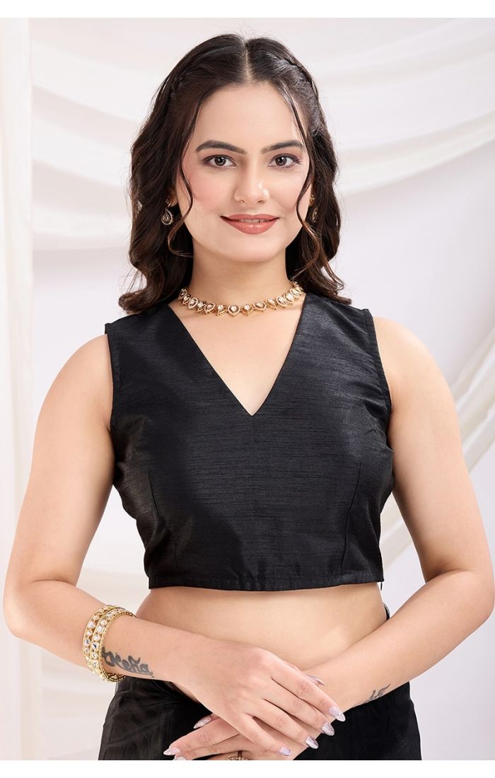 Black Soft Net Embroidered Saree with Sleeveless Mono Bangalori Silk Blouse – Party & Festive Wear