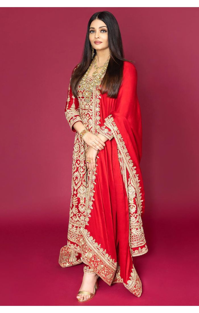 Elegant Regal Red Anarkali Suit with Embroidery for Wedding & Festive Wear