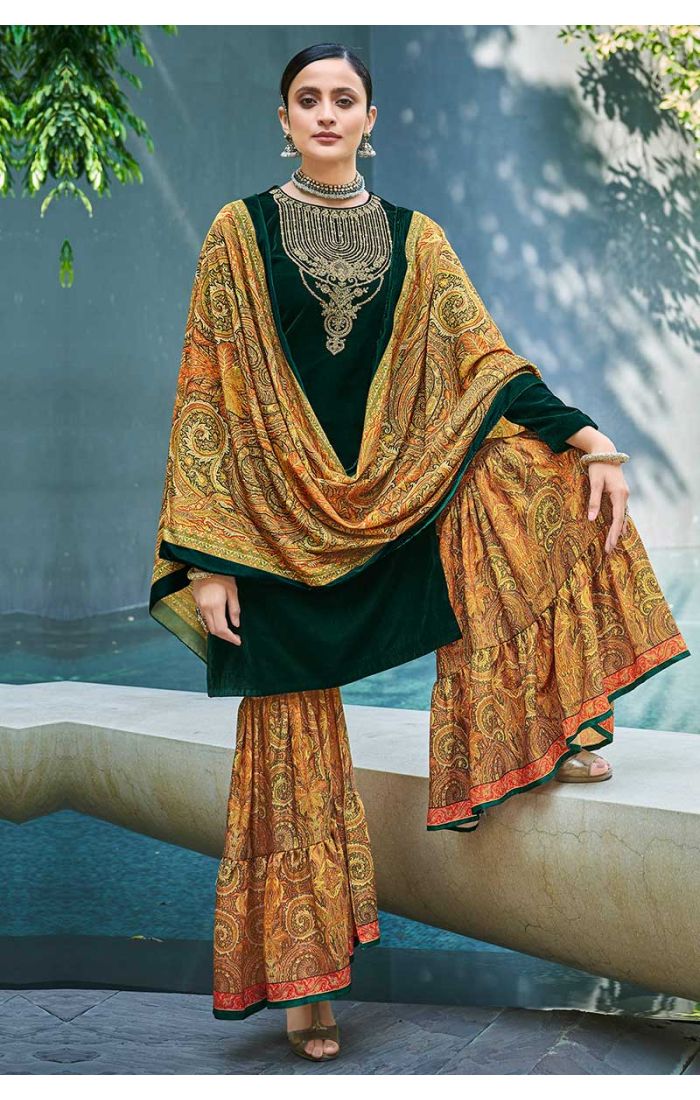 Green-Exotic-Velvet-Sharara-Suit-For-Mehndi-salv2355