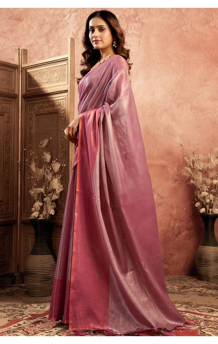  Side angle showing saree pallu and border fall