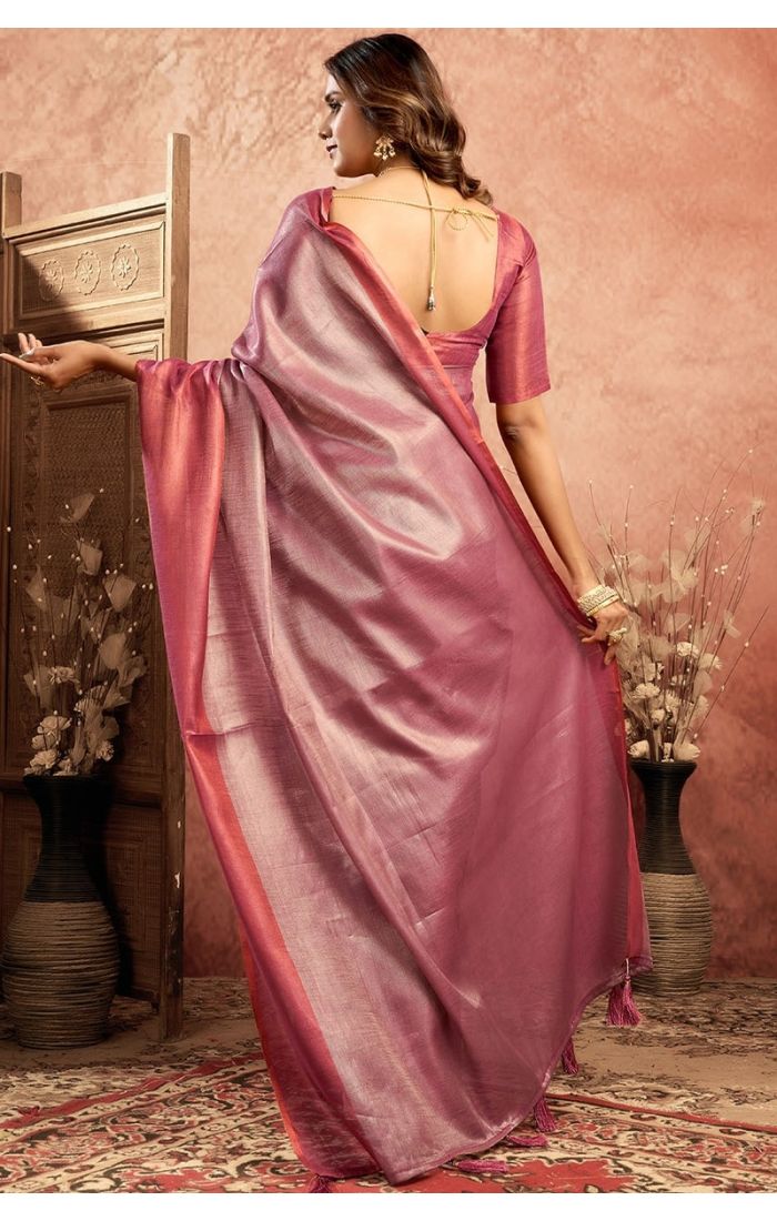 Back view image of full saree with blouse piece