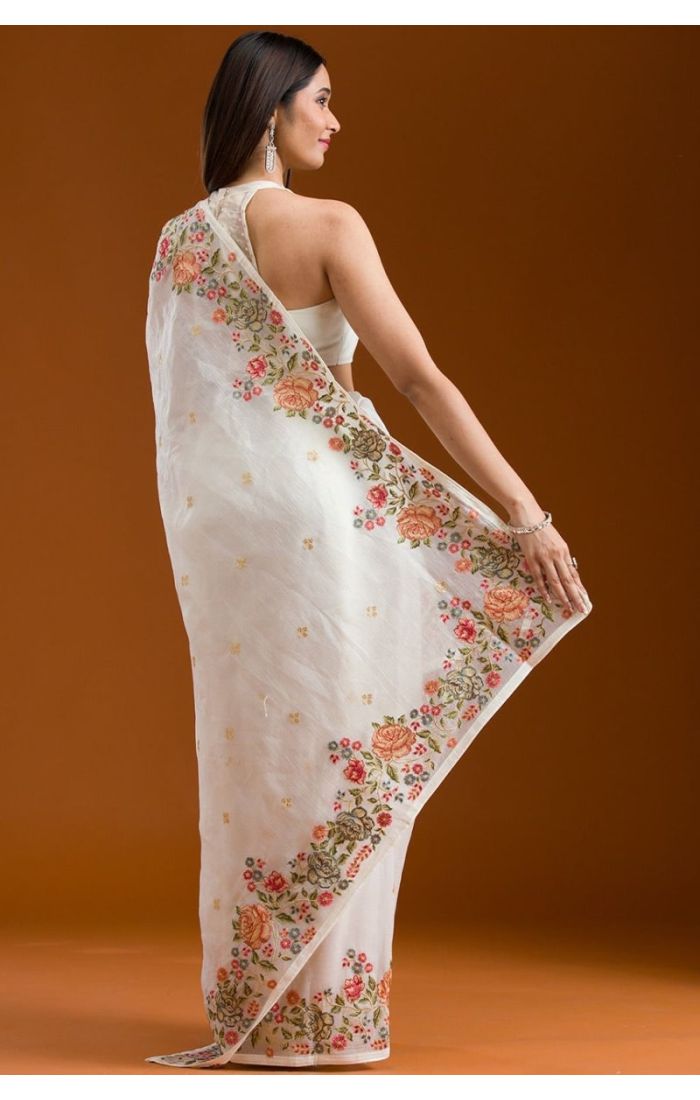  Back view of saree drape and blouse design