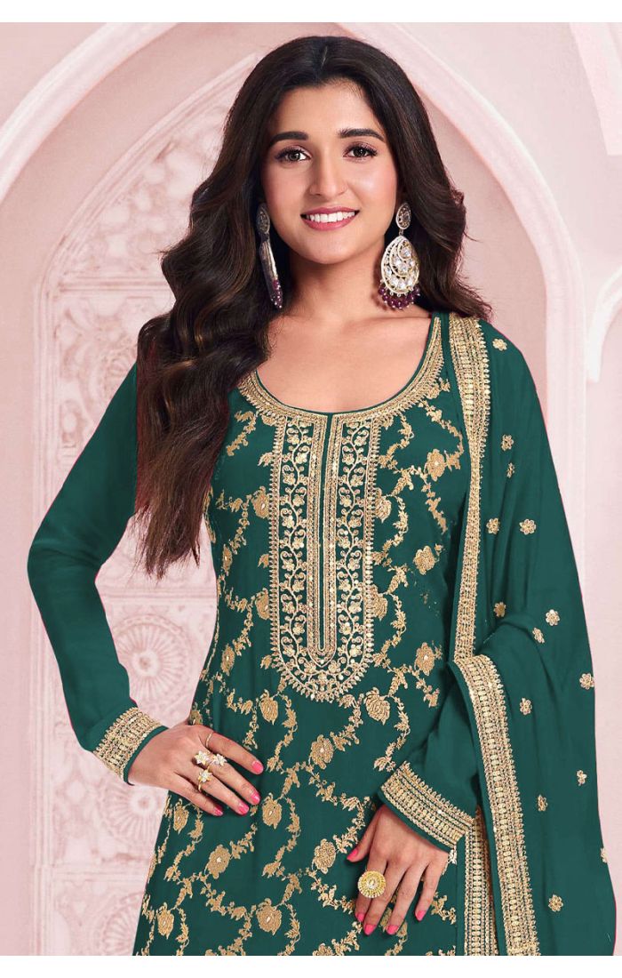 Buy Jacquard Viscose Olive-Green Sequin Embroidered Salwar Suit online - Appelle Fashion | SALV5719