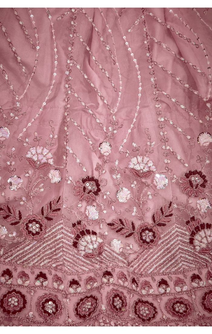 Elegant Pink Net Lehenga Choli with Sequins & Floral Embroidery for Weddings & Festivals