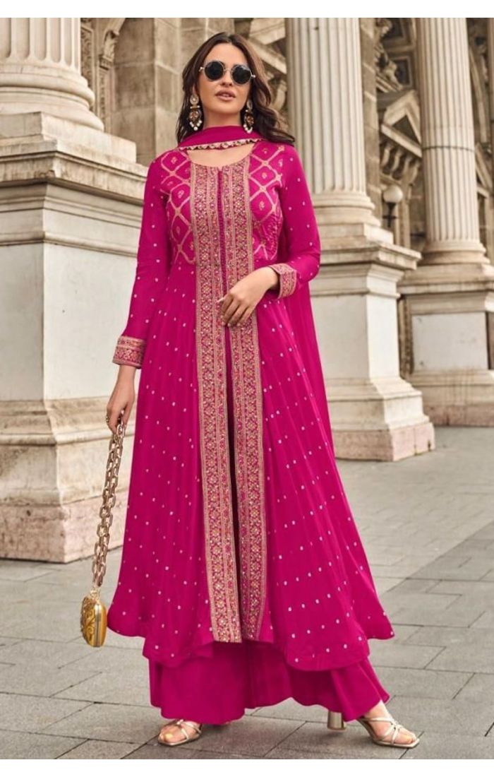 Radiant Rose Roman Silk Palazzo Suit – Wedding Outfit