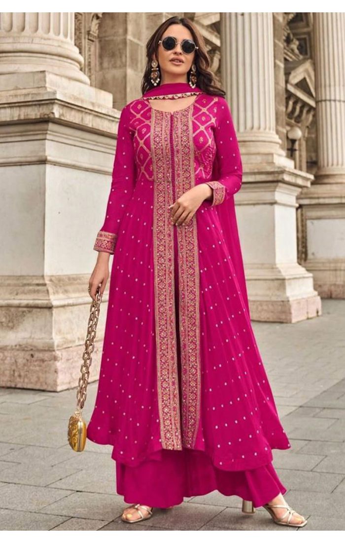Buy Radiant Rose Roman Silk Palazzo Suit – Wedding & Festive Wear online - SALV5657 | Appelle Fashion 