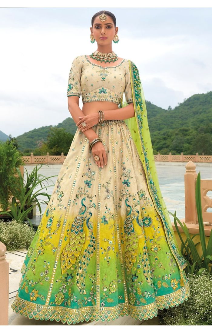 Regal Peacock Banarasi Lehenga for Brides – Traditional Indian Wedding Outfit for USA & Europe