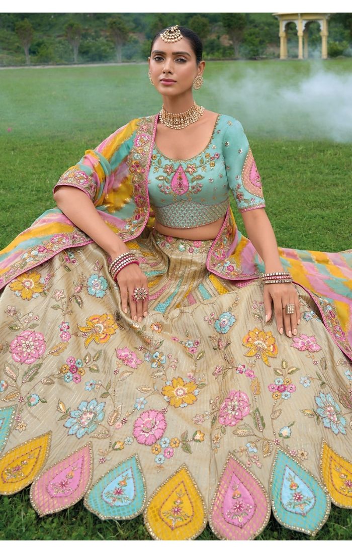 Royal Beige Embroidered Lehenga – Bridal & Festive Wear, Wedding Outfit for Women