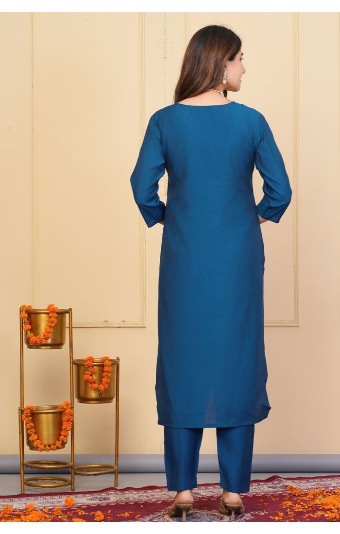 Royal Blue Silk Kurta Set with Chanderi Dupatta – Designer Festive & Wedding Wear Online