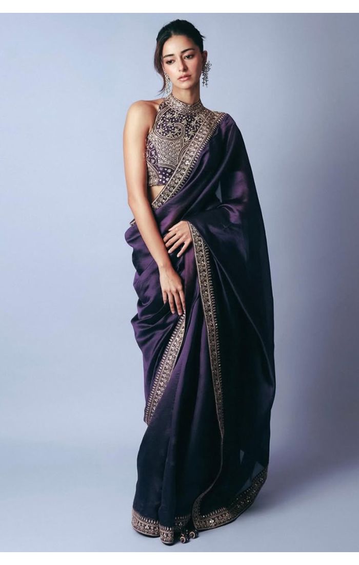 Buy Satin Silk Purple Saree with Sequin & Embroidery Work online - Appelle Fashion | SREA2289