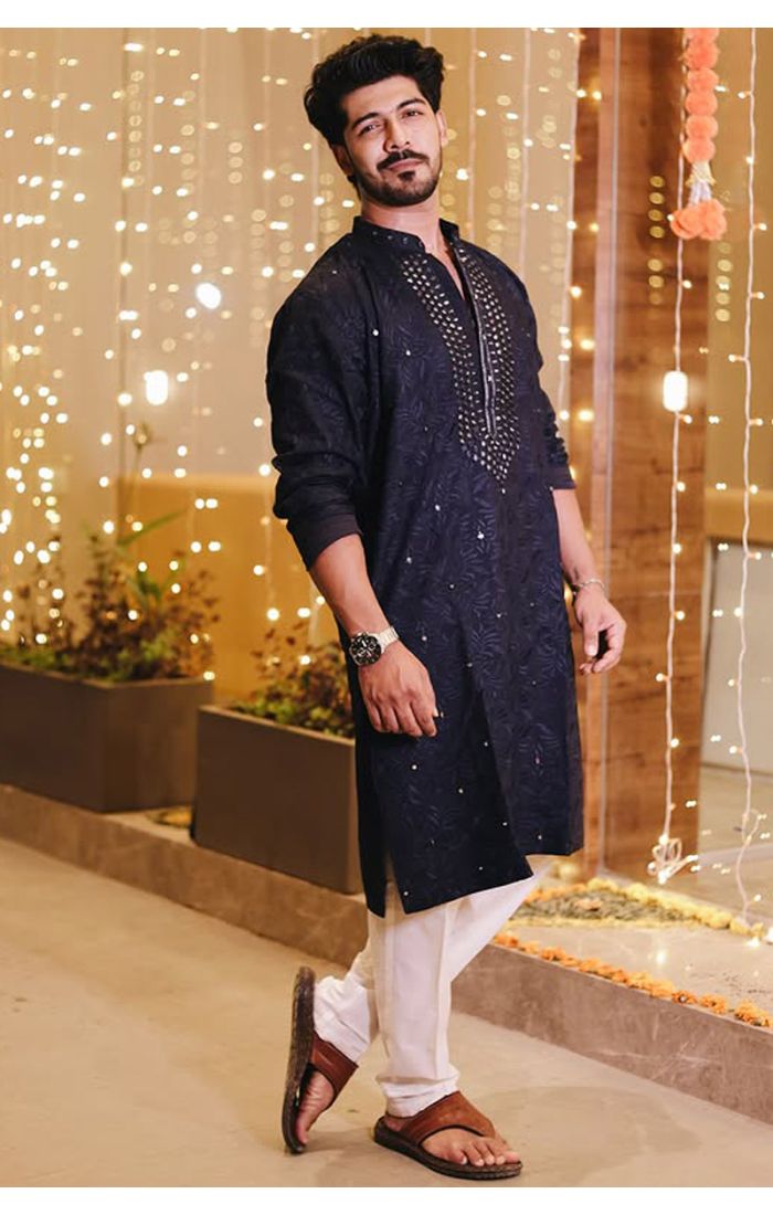 Men’s Designer Black Kurta Pajama for Eid Celebrations in the UK