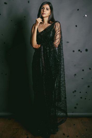 Black Georgette Embellished Saree