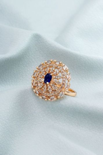 Blue Stone-Studded Finger Ring