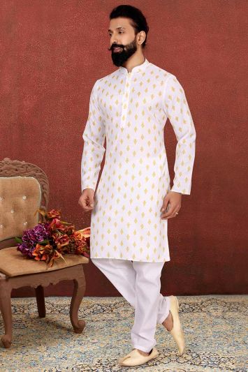 Buy Designer Plain Cotton Digital Printed Kurta Pajama