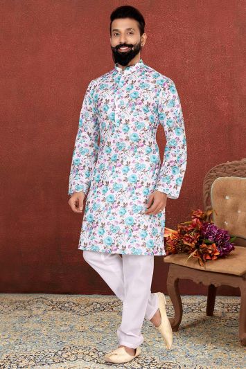 Buy Ethnic Multi Color Cotton Fabric Kurta Pajama