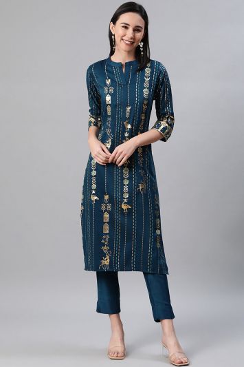 Buy For Festival Rayon Fabric Straight Pant Suit