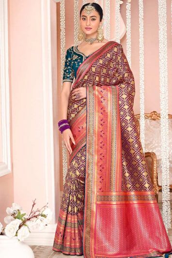 Buy For Sangeet This Purple Color Silk Fabric Saree