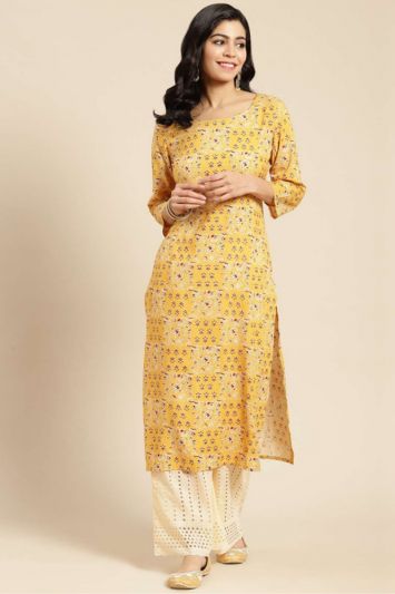 Buy Haldi Functional Yellow Color Cotton Fabric Designer Kurti