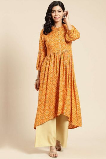 Buy Haldi Functional Yellow Colored Cotton Fabric Designer Kurti