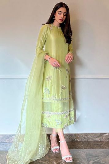Buy This Green Color Raw Silk Fabric Trouser Suit