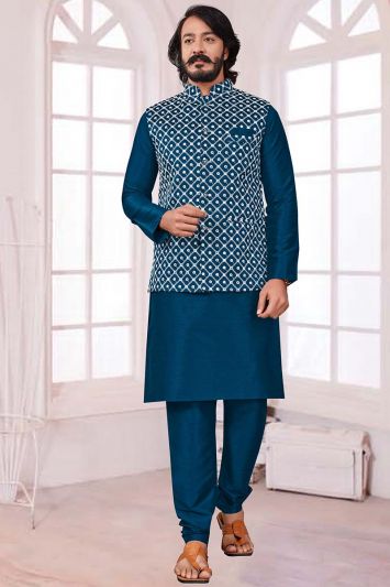 Buy This Party Wear Rama Pure Art Silk Kurta and Jacket with Pant