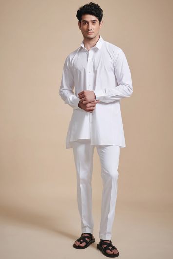 Buy This Stylish Silk Kurta Pant Set in White Color