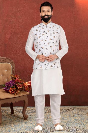 Designer White Kurta Pajama With Jacket
