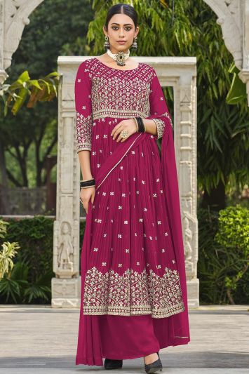 Georgette Stylish Palazzo Suit in Pink Color