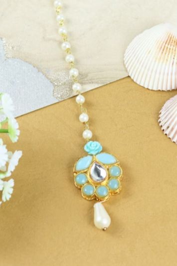 Girls Gold-Plated Stone-Studded Maangtikka - Appelle Fashion