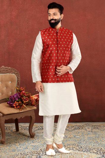 Indian Traditional Kurta Pajama With Nehru Jacket