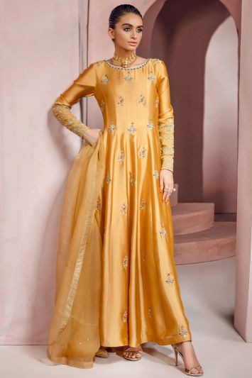 Mustard Premium Silk Elegant Gown