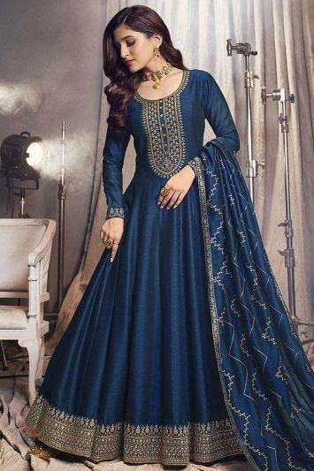 Navy Blue Georgette Pakistani Gown