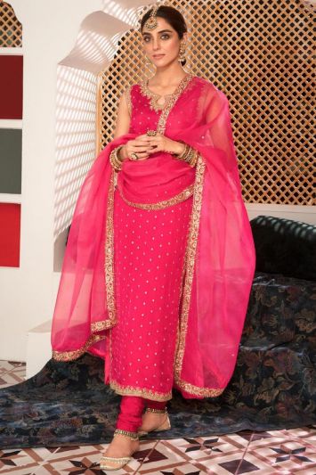 Pink Color Churidar Suit for EID Celebration