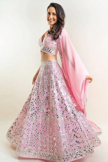 Pink Color Silk Fabric Lehenga Choli with Jacquard Work