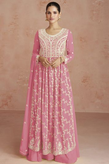 Pink Embroidered Elegant Anarkali Suit