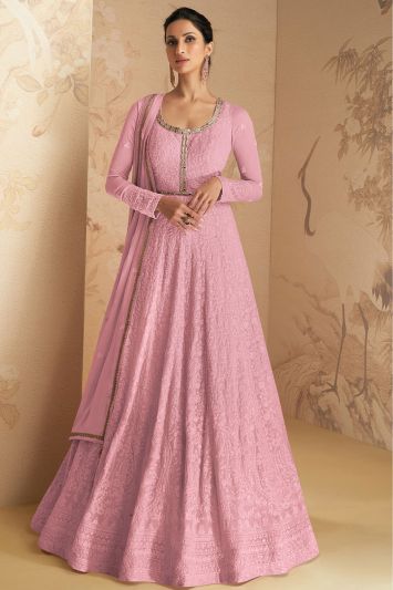 Pink Georgette Designer Gown