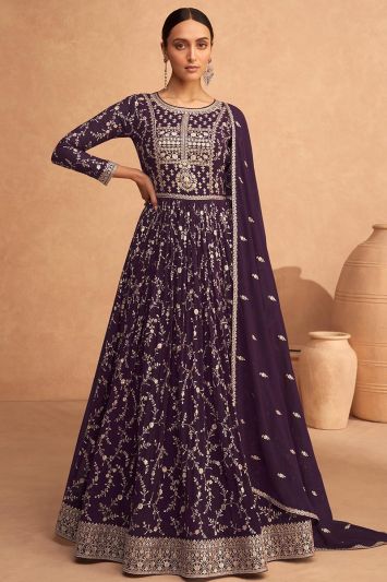 Purple Georgette Designer Anarkali Suit
