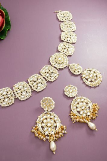 Stone Beaded Maang Tikka With Earrings - Appelle Fashion