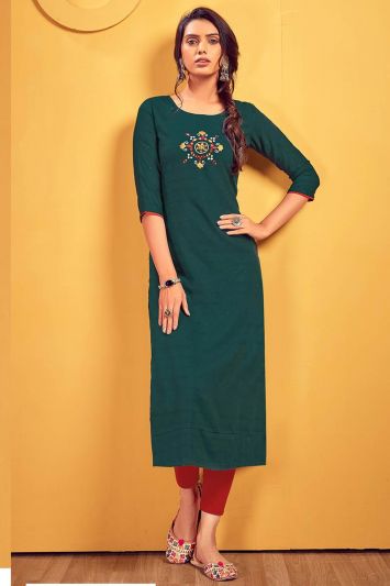 Viscose Fabric Green Color Salwar Suit with Mirror Work