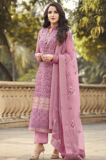 Viscose Trouser Suit in Pink Color