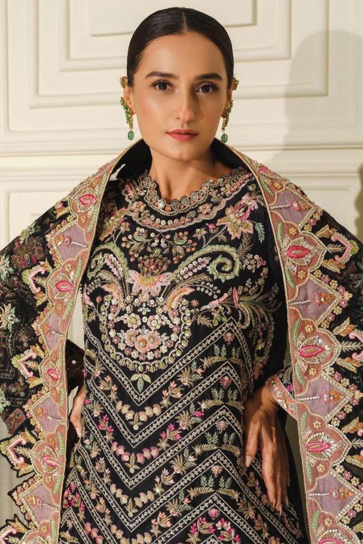 Embroidered Black Pakistani Palazzo Suit