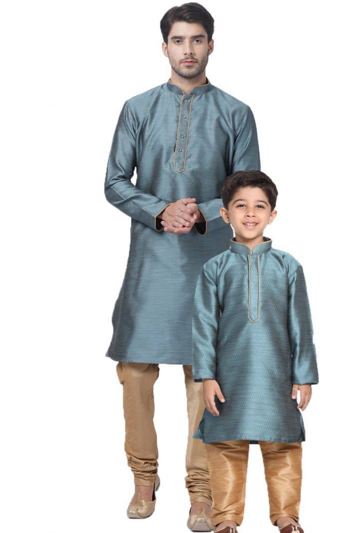 Grey and Light Brown Kurta Pajama Set For Diwali