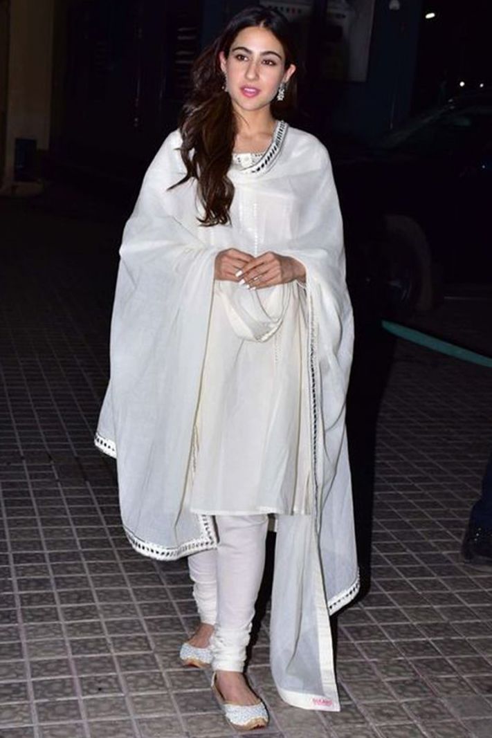 White Color Churidar Suit with Dupatta