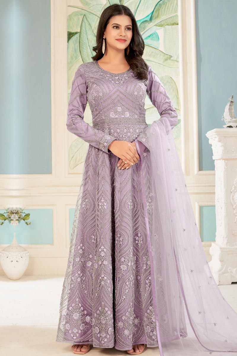 Ethnic Gowns | Lavender Colour Maxi Dress | Freeup